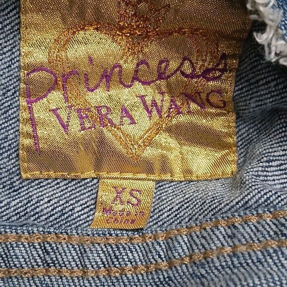Princess Vera Wang cropped jean denim raw trim jacket Sz XS NWOT - Picture 8 of 8